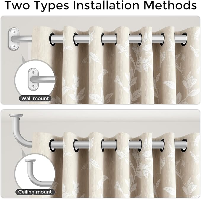 Curtain Rods 36-120 Inch, 1 Inch Adjustable Long Heavy Duty Room Darkening - Image 4
