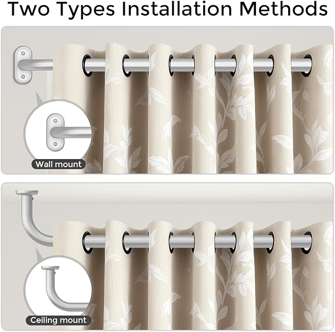 Curtain Rods 32-46 Inch, 1 Inch Adjustable Heavy Duty Room Darkening Window - Image 4