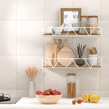 Amaoot Floating Shelves Set of 3, Home Wood Wall Shelf, Farmhouse Shelf - Image 4