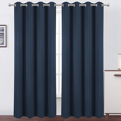 LEMOMO Blackout Curtains 66 x 84 inch/Navy Blue Curtains Set of 2 by Lemomo