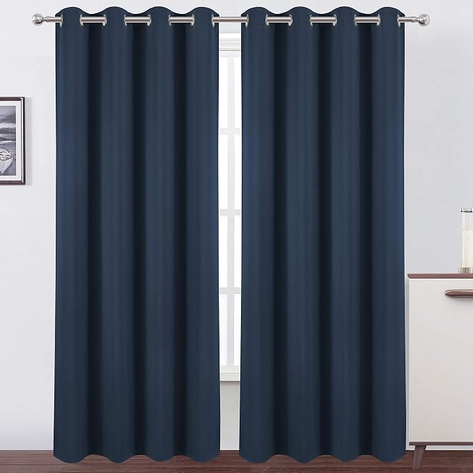 LEMOMO Blackout Curtains 66 x 95 inch/Navy Blue Curtains Set of 2 by Lemomo