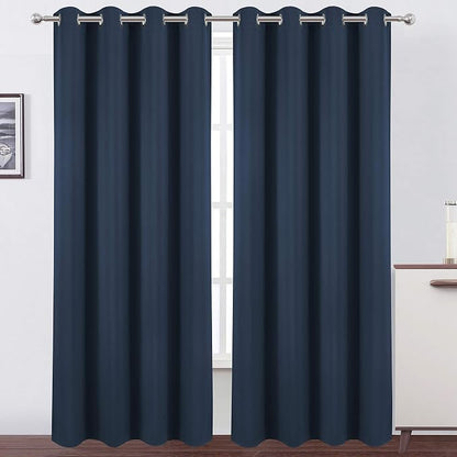 LEMOMO Blackout Curtains 66 x 95 inch/Navy Blue Curtains Set of 2 by Lemomo