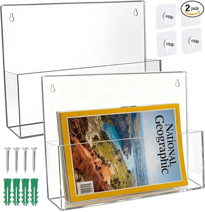 Clear Acrylic Single Pocket Wall Mount File Holders, Self-Adhesive Plastic by Unknown