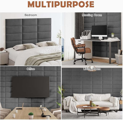 IFNOW Wall Mounted Upholstered Headboard King, 3D Peel and Stick Soundproof - Image 7