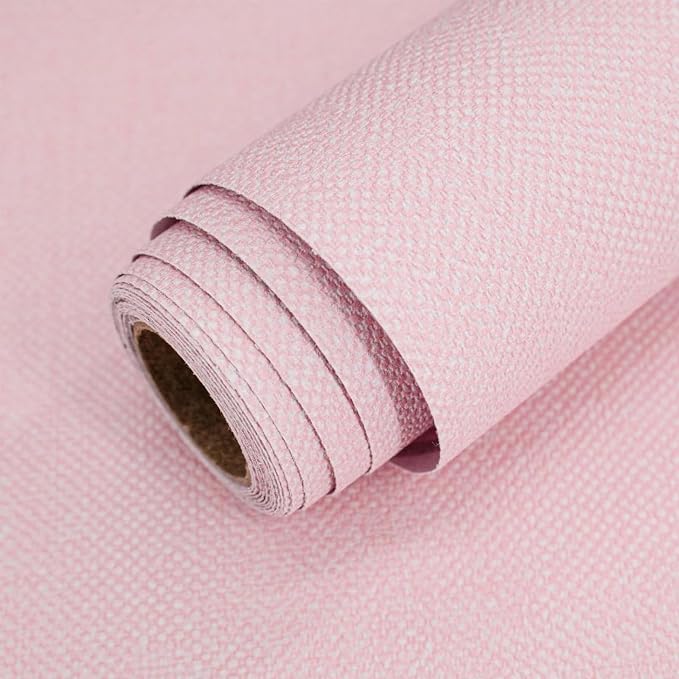 15.75"x393.7" Grasscloth Peel and Stick Wallpaper Pink Textured Contact Paper by MANONIRIA