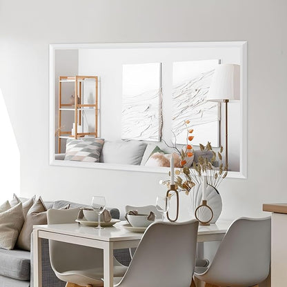 Amorho Bathroom Mirror, 72 X36 Inch White Thick Metal Framed Wall Mirrors - Image 5