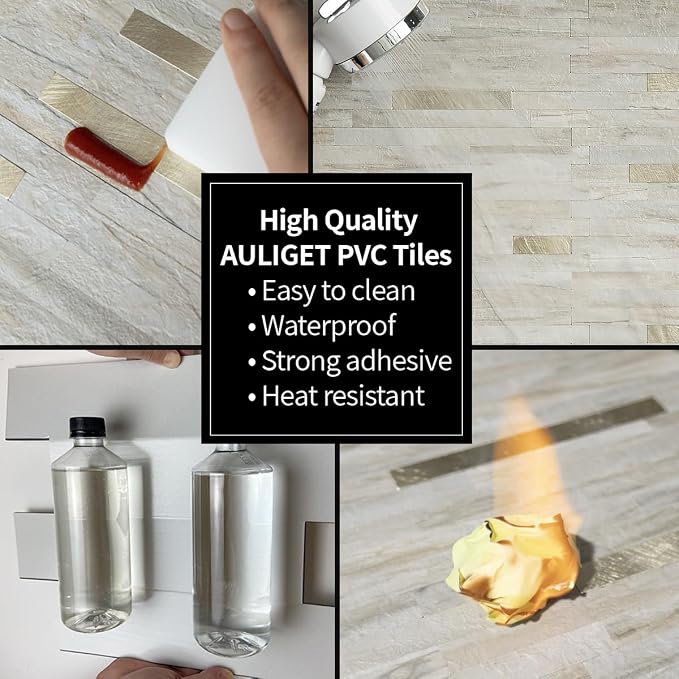 AULIGET 2 Sheets Faux Stone Peel and Stick Backsplash - Image 5