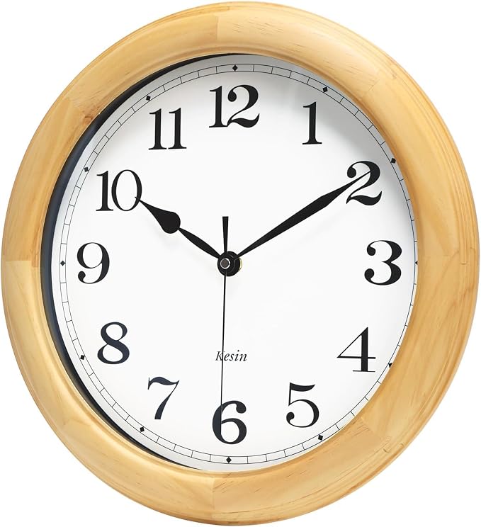 Kesin Wooden Wall Clocks 14 Inch Silent Wall Clock Large Decorative Battery by Kesin