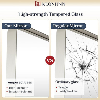 Keonjinn Brushed Nickel Mirror 24” x 36” Silver Bathroom Mirror - Image 4
