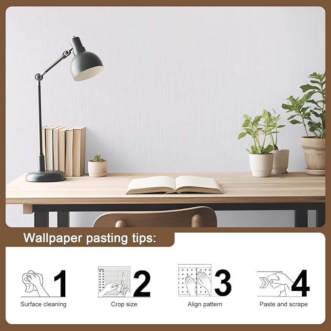 Grasscloth Peel and Stick Wallpaper White Gold Wallpaper 15.7"x 1181" Linen - Image 5