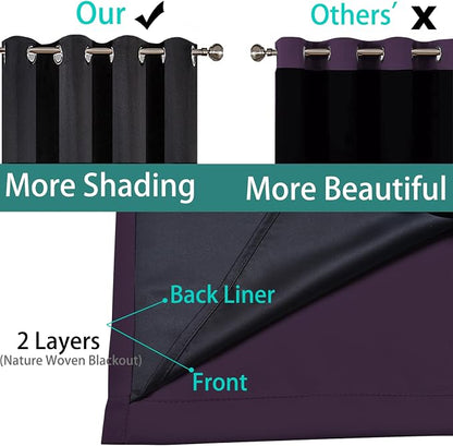 Yakamok 100% Blackout Curtains 84 Inches Long, 2 Thick Layers Heat and Full - Image 5