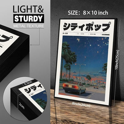 Vintage Japanese Black Framed Wall Art 90s Vaporwave Aesthetic Print Asian - Image 2