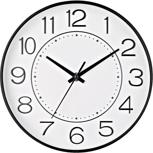 HZDHCLH Modern Wall Clocks Battery Operated, 10 inch White Clock by HZDHCLH