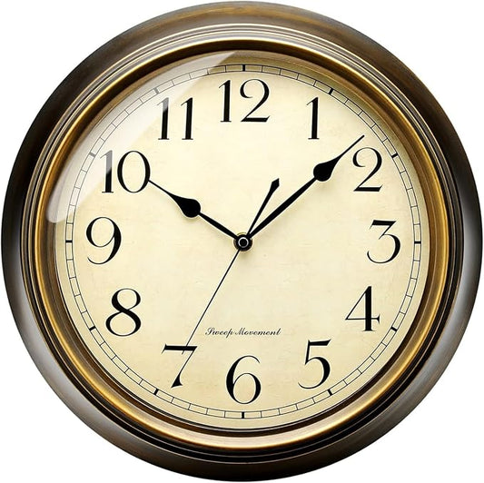 Plumeet Small Metal Wall Clock, Arabic Numerals, Battery Operated by Plumeet
