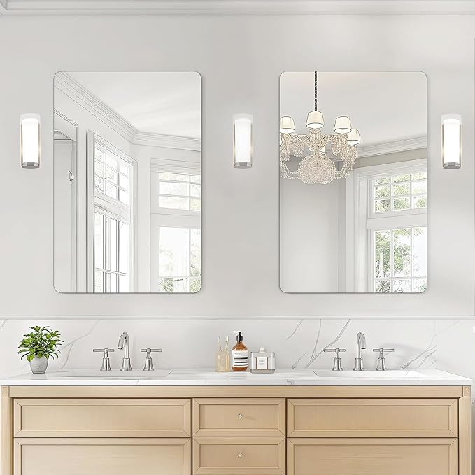 USHOWER 2-Pack Frameless Bathroom Mirror 20X30 Inch, Rectangle Wall Vanity by USHOWER