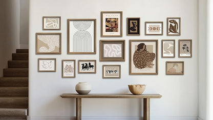ANERZA 16 PCS Boho Eclectic Wall Art Decor, Abstract Gallery Wall Collage Kit - Image 6