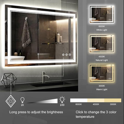 Lighted Bathroom Mirror, 40x30 Inch Gradient Front and Backlit LED Bathroom - Image 5