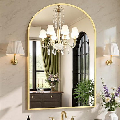Sweetcrispy 30"x40" Arched Gold Bathroom Mirrors by Sweetcrispy