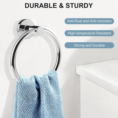 SetSail Towel Holder for Bathroom Wall Screw-in 3 Packs Towel Ring Stainless - Image 2