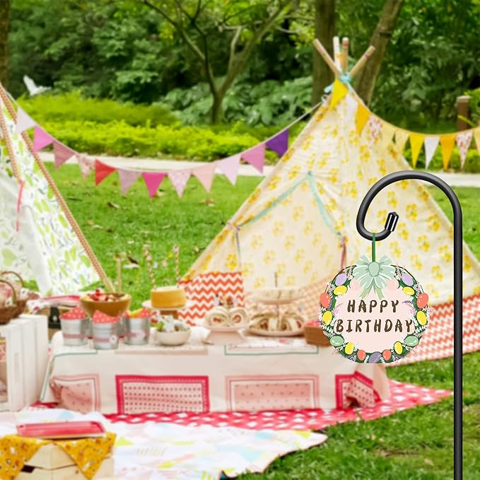 Gtongoko 48 Inch Shepherds Hooks for Outdoor 4 Pack Garden Hooks for Hanging Plants, Lanterns, Bird Feeders, Solar Lights, Mason Jars, Weddings Decor, Adjustable, Matte Black