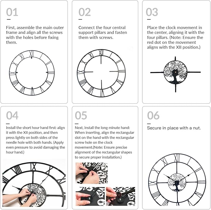 48 Inch Large Wall Clock for Living Room– Black Metal Clock - Image 5