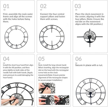 48 Inch Large Wall Clock for Living Room– Black Metal Clock - Image 5