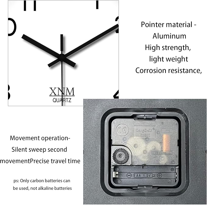 XNM Decorative Wall Clocks Battery Operated 14 Inch White Classic Wall Clock - Image 7
