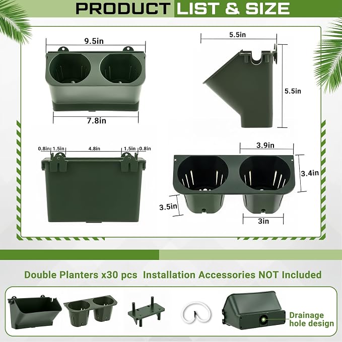 Briwooody 30 Set 60 Pocket Vertical Stackable Wall Planters Kit Outdoor Self - Image 3