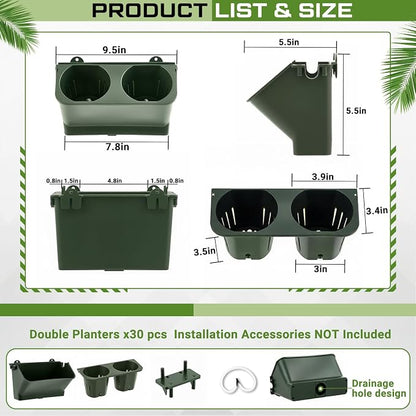 Briwooody 30 Set 60 Pocket Vertical Stackable Wall Planters Kit Outdoor Self - Image 3