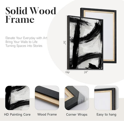 Framed Black and White Abstract Wall Art Set of 2 - Image 5