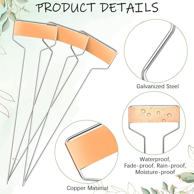 Moxweyeni 60 Pcs Metal Garden Tags Plant Labels for Garden Waterproof Plant Markers with 2 Permanent Pen Planting Nursery Tags Reusable Labels Stake for Plants(Copper,10 Inch)