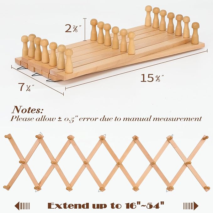 SCUNDA Wall Rack with 20 Hooks, Wooden Wall Expandable Coat Rack - Image 5