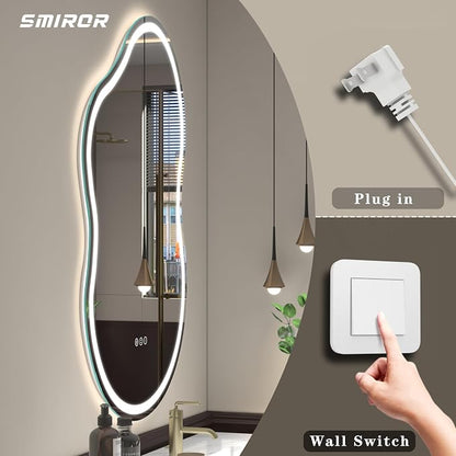 SMIROR Irregular Led Backlit Bathroom Mirror 60 x 32 inch, Asymmetrical Cloud - Image 6