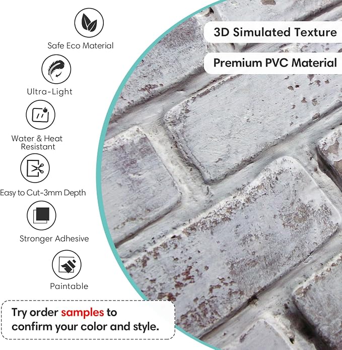 Commomy 3D Brick Wall Panels Peel and Stick - Image 3