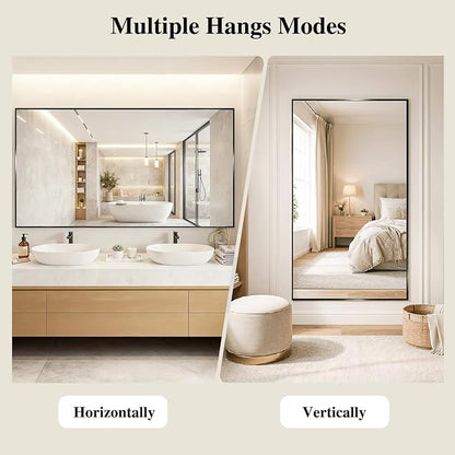 Koonmi Black Mirrors for Wall, 30x48 Inch Bathroom Mirror, Rectangular Wall - Image 6