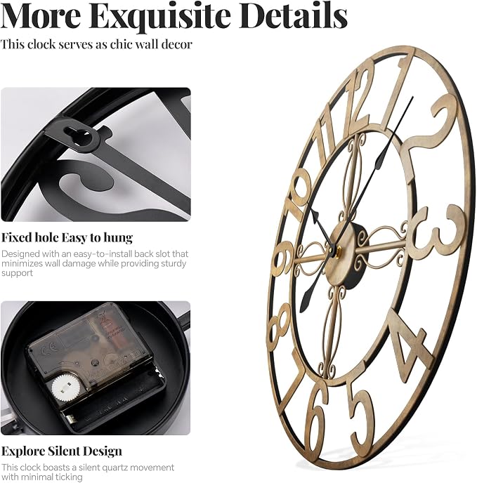 Cuspin 16 Inch Wall Clock, Decorative Clocks - Image 7