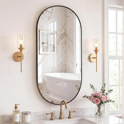 DUMOS 24" x 48" Oval Bathroom Mirror, Tempered Glass, Morden Vanity Mirror - Image 2