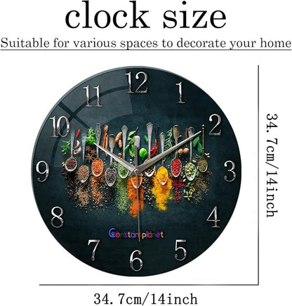 Kitchen Wall Clocks Battery Operated 14 Inches Glass Decorative Clocks - Image 5