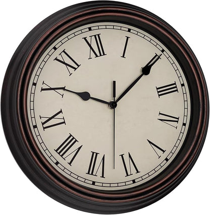 Foxtop 14 Inch Roman Numerals Wall Clock Battery Operated Silent Non-Ticking - Image 6