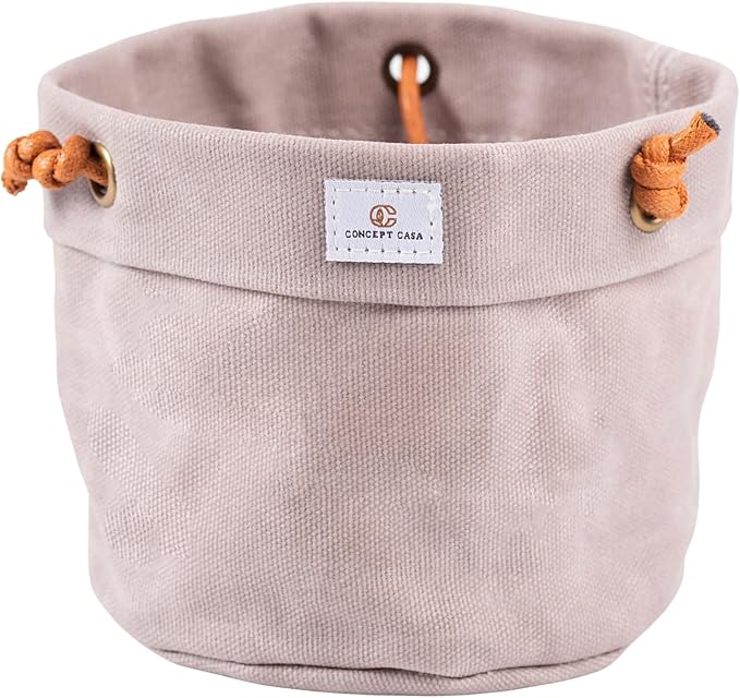 Large Waxed Canvas Handmade Hanging Planter for Indoor/Outdoor Plants, Hanging Basket Plant Holder Stone Gray