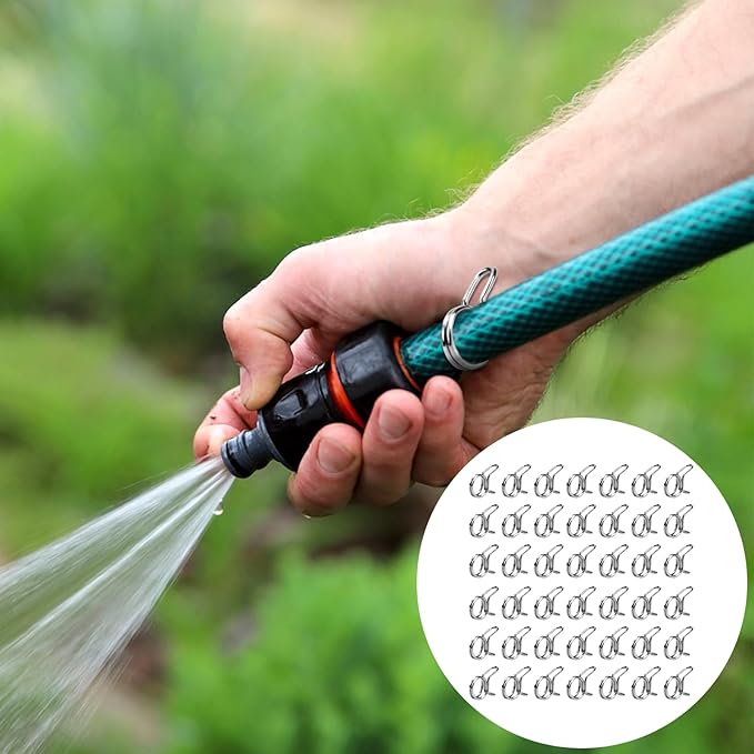 1/4 Tubing Clamp, 1/4"Double Wire Spring Hose Clamp, Irrigation Hose Clamp, Hose Tubing Clamps, 100 Double Line Hose Tube Spring Clamp, Irrigation Kit Connector Clamp, Metal Water Hose Clamps