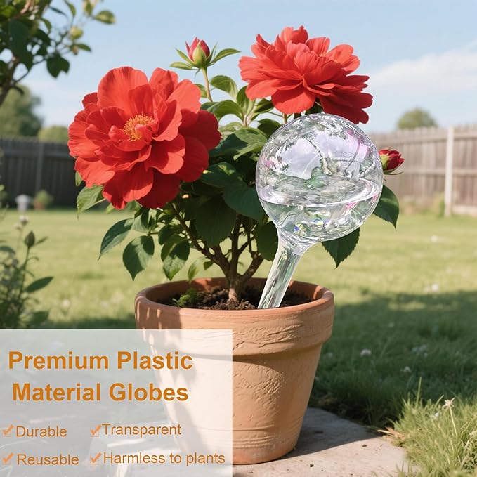 MOONSOUND Plant Automatic Watering Devices, Clear Plastic Self-Watering Bulbs Flower Automatic Watering Device While Away Garden Waterer for Plant Indoor Outdoor