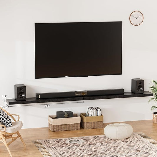 Heimlove Floating Shelves for Wall 48 Inches Long, 9.3" Deep Black Floating - Image 2