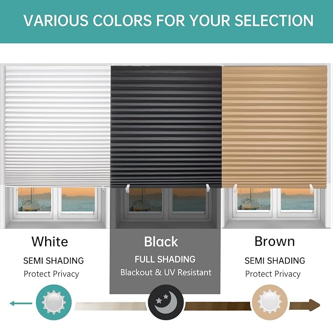 Changshade 12 Pack Temporary Shades, Pleated Paper Blinds - Image 4