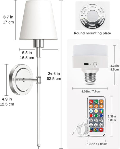 DORESshop Battery Operated Wall Sconce Set of 2, Wireless Wall Light Easy to - Image 7