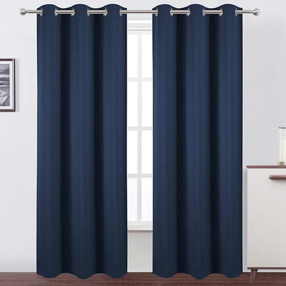 LEMOMO Navy Blue Thermal Blackout Curtains/42 x 95 Inch/Set of 2 Panels Room by Lemomo