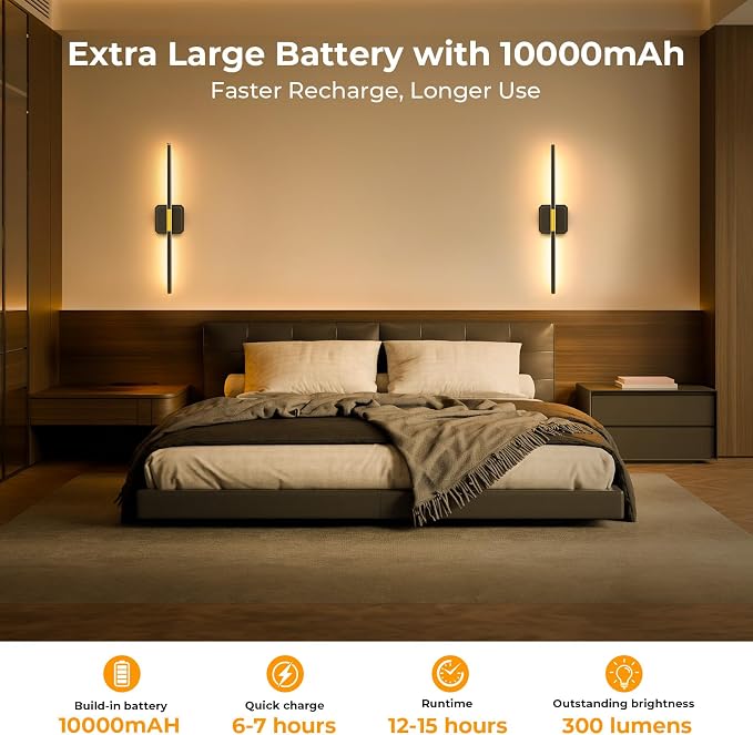 GvvooHome Battery Operated Wall Sconce Detachable 360°Rotate, Wireless Wall - Image 3