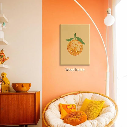 Retro Funky Orange Canvas Wall Art Fashion Disco Ball Aesthetic Posters 12X16 - Image 5