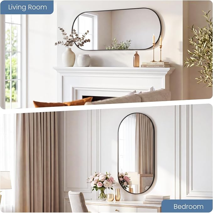 DUMOS 24" x 48" Oval Bathroom Mirror, Tempered Glass, Morden Vanity Mirror - Image 6