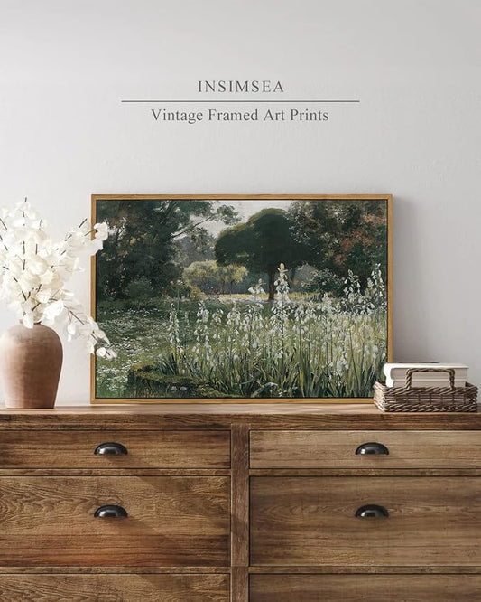 InSimSea Framed Canvas Wall Art Vintage Decor, Home Decor Wildflower Field - Image 2